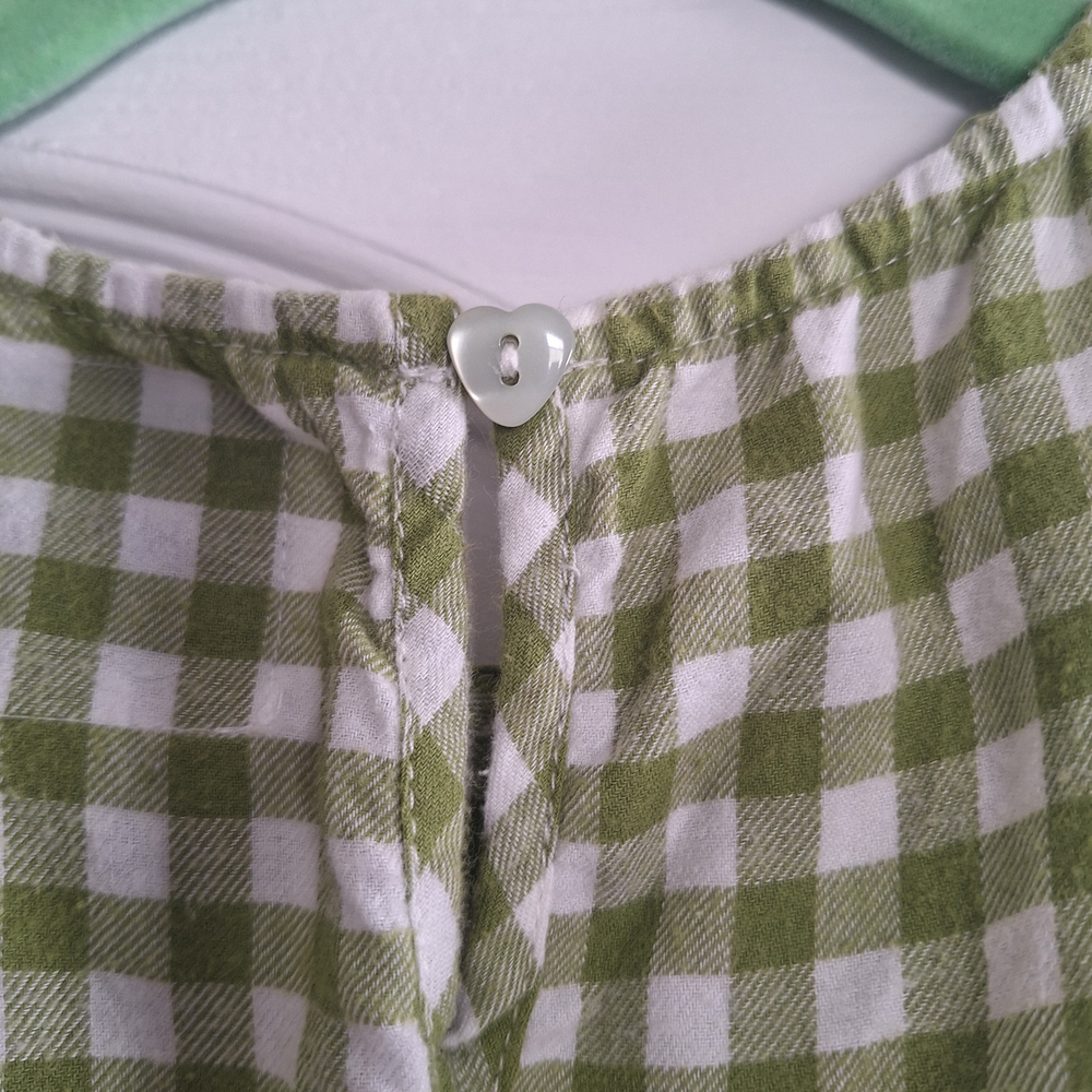 Shiny By Nature Green Gingham Babydoll Dress Size Large - Picture 3 of 8